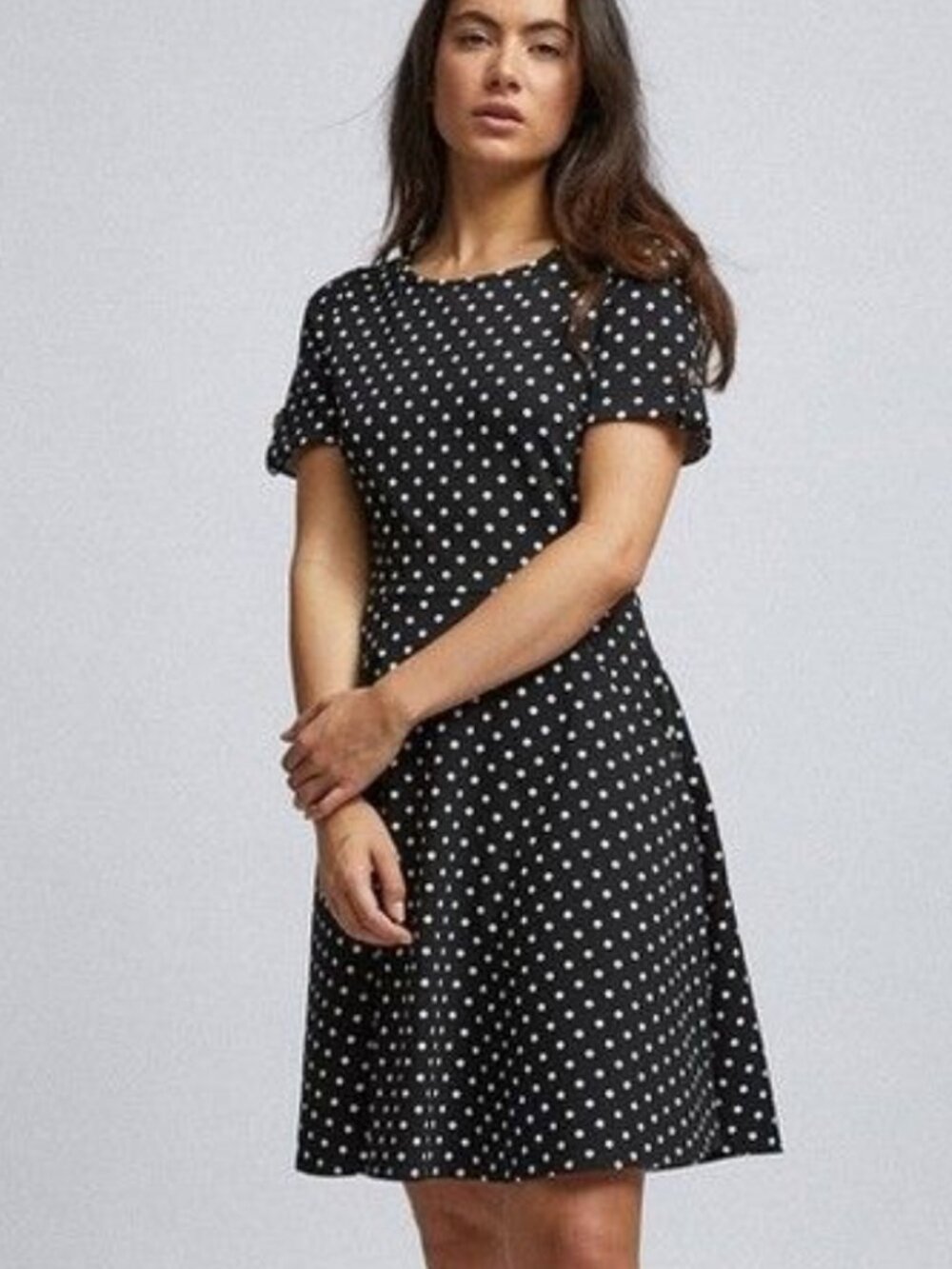 Dorothy Perkins Black & White Polka Dot Fit-and-Flare Dress